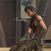 Satele Shan sortant de méditation dans Star Wars : The Old Republic et discutant avec un padawan prometteur