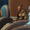 Satele Shan au conseil Jedi entouré de Syo Bakarn dans Star Wars : The Old Republic