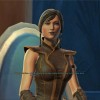 Satele Shan assise au conseil Jedi dans Star Wars : The Old Republic et écoute des rapports