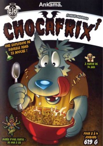 Couverture du jeu de société Chocafrix' référence à Chocapic et à Freaks Squeele