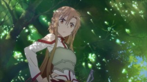 Asuna sous un arbre avec Kirito. Elle ne comprend pas pourquoi il peut être aussi nonchalant