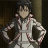 Kirito en tenu de la confrérie des chevaliers après avoir perdu contre Heathcliff