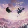 Kirito et Lisbeth chutent après avori été jeté du dos du dragon