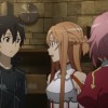 Kirito, Asuna et Lisbeth dans l'atelier de Lisbeth