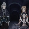 Yulier, Asuna et Yui regardent Kirito se battre dans le donjon sous la ville initiale