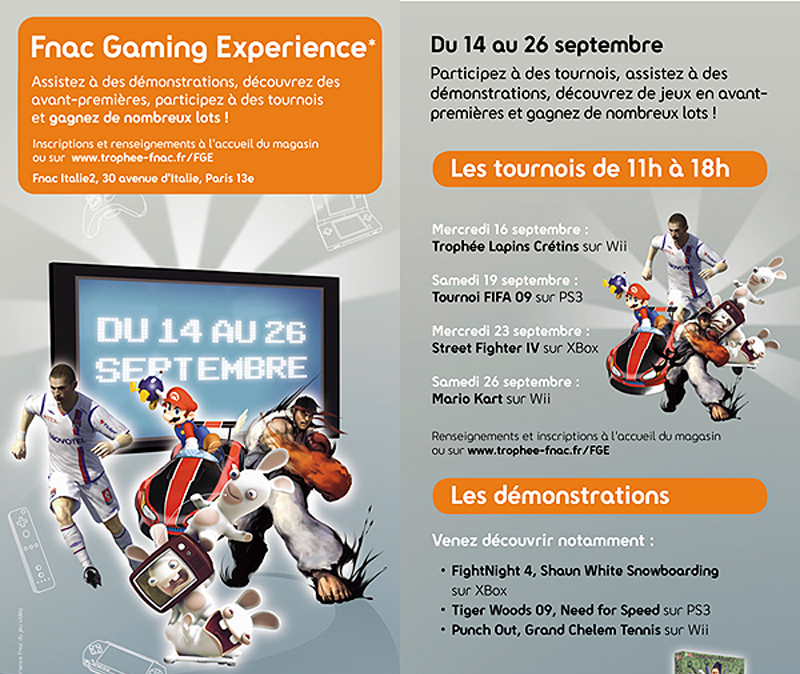 Flyer de la Fnac Gaming Experience