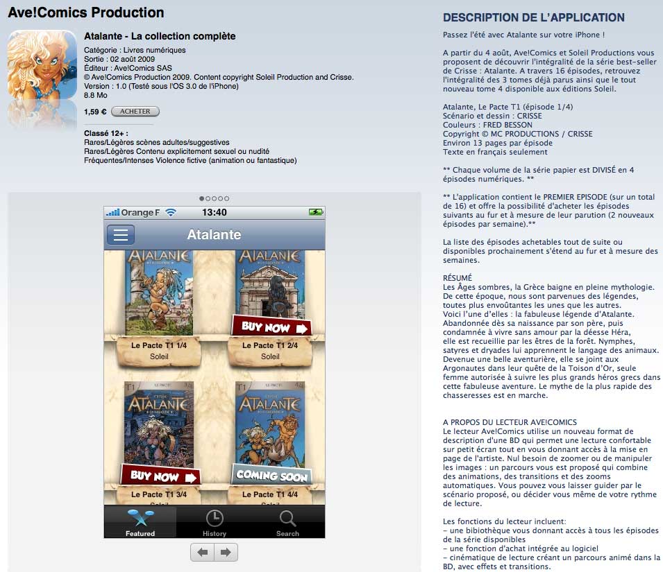 Atalante AVE Comics iTunes App Store