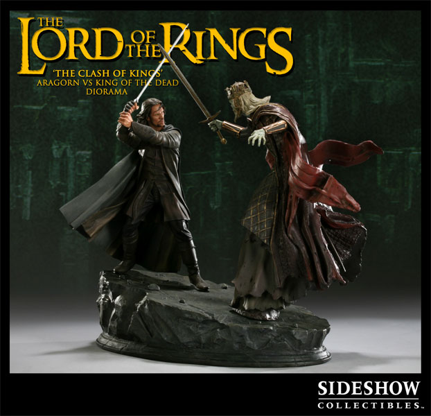 Figurine Seingeur des anneaux réalisée par Sideshow Collectibles : Aragron vs le roi fantome