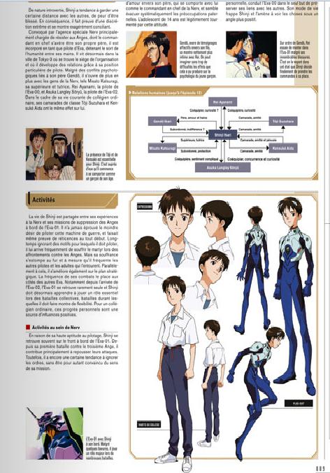 Page sur Shinji Ikari du artbook Evangelion Chronicle (Side A) chez Glénat