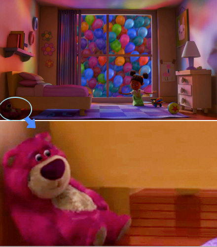 Lots-o Huggin Bear a déjà fait une apparition dans Là-haut (Toy Story 3)
