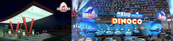 Dinoco, station service dans Toystory, Sponsor dans Cars