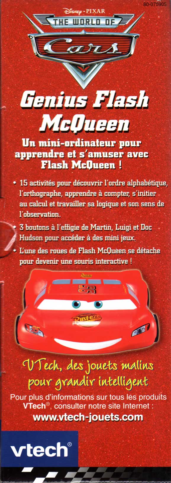 Packaging face gauche Genius Flash McQueen (2008) Ordinateur Cars
