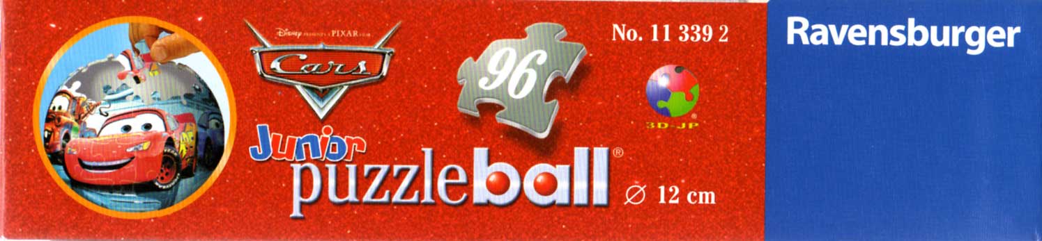 Packaging bas Puzzle Ball Ravensburger de 96 pièces (Cars - 2005)