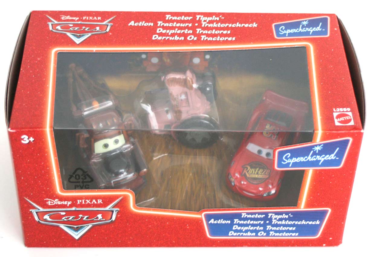 Mattel : Cars Supercharged – Pack Action Tracteur : Flash, Martin, Tracteur