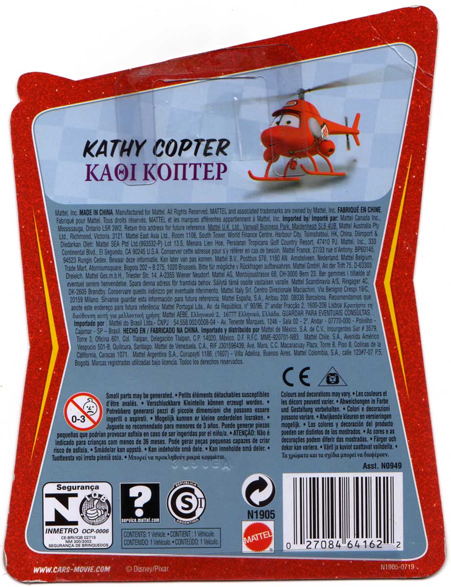 Mattel : Race O Rama – Rouge N°031 – Hélicoptère Kathy Copter
