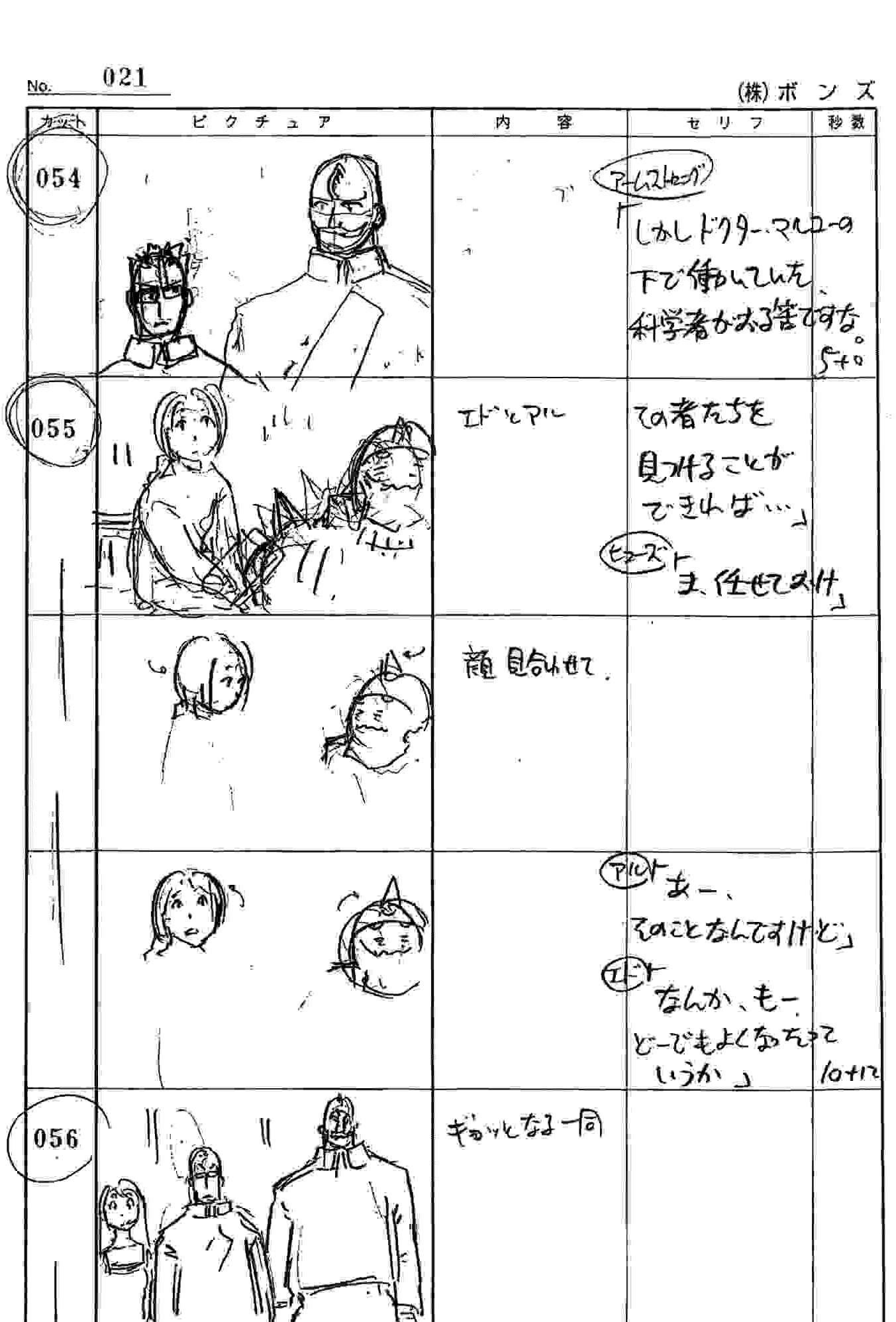 Une page du storyboard de la box collector de Fullmetal Alchemiist