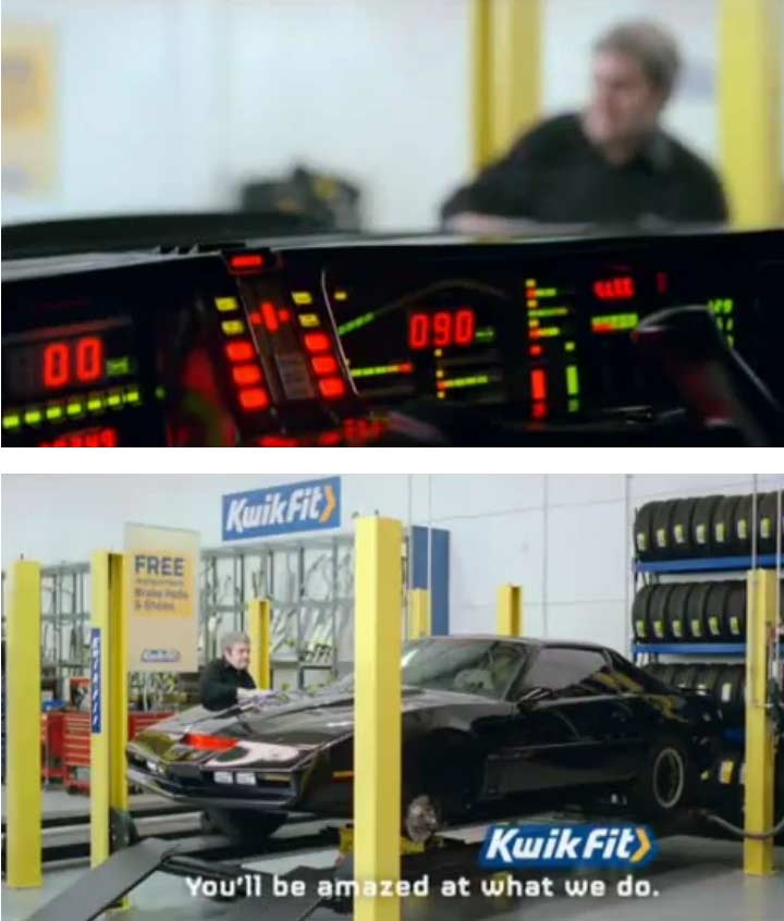 K.I.T.T. fait de la publicité pour Kwik Fit (K2000 - Knight Rider)