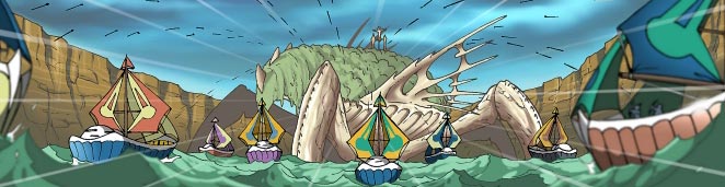 Les Elfes remplissent le cayon d'eau et attaquent ensuite avec leurs navires.