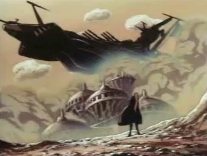 Le vaisseau est le Death Shadow 2 que l'on voit dans l'Anneau des Nibelungen et Cosmowarrio Zero (il a le même design que l'Atlantis d'Albator 78)