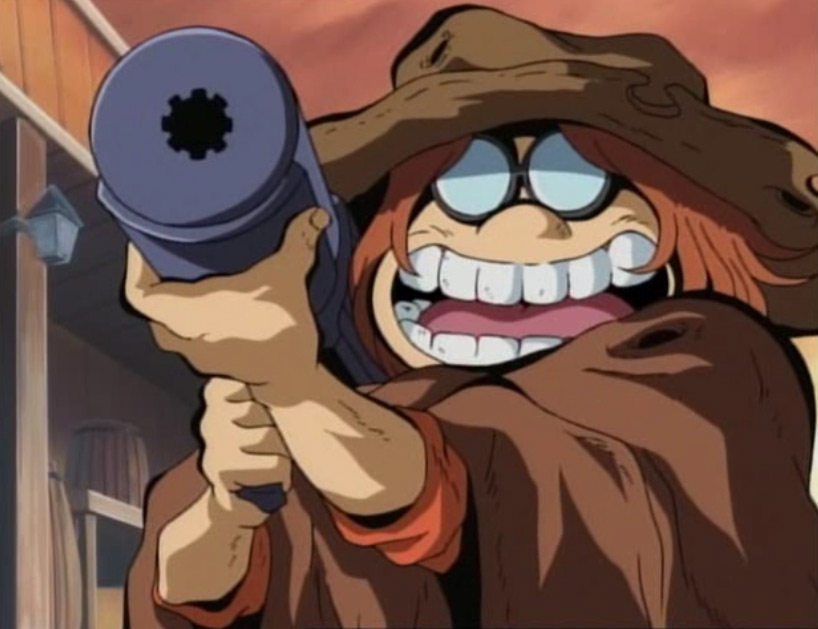 Toshirô arrête le monstre grâce à un bazooka de sa conception