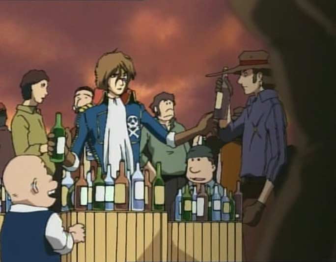Albator offre son stocke d'alcool pour racheter la faute de Toshirô
