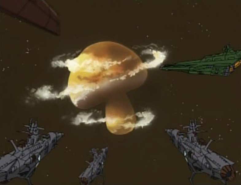Les pirates arrivent sur la planète en forme de champignon où se trouve le laboratoire de Toshirô (Cosmowarrior Zero - Episode 15)