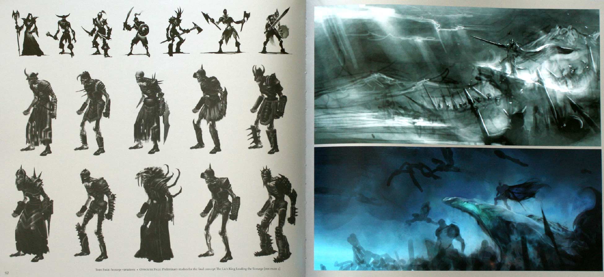 Page 92 et 93 de l'art book The Cinematic Art of Warth of the Lich King (World of Warcraft)