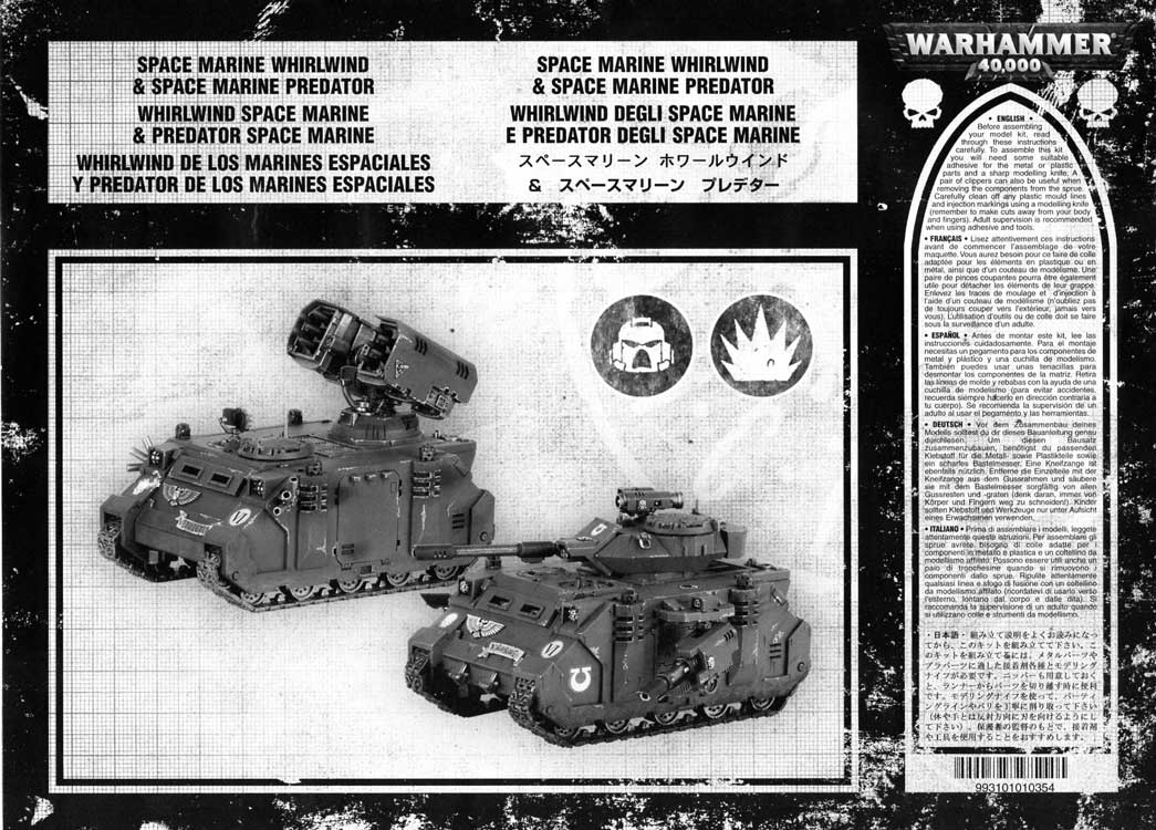 Notice P1 Tank Predator (Space Marine - Warhammer 40.000)