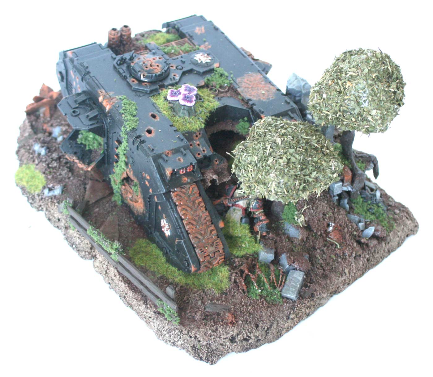 Diorama Black Templar (épave de Land Raider) Warhammer 40K