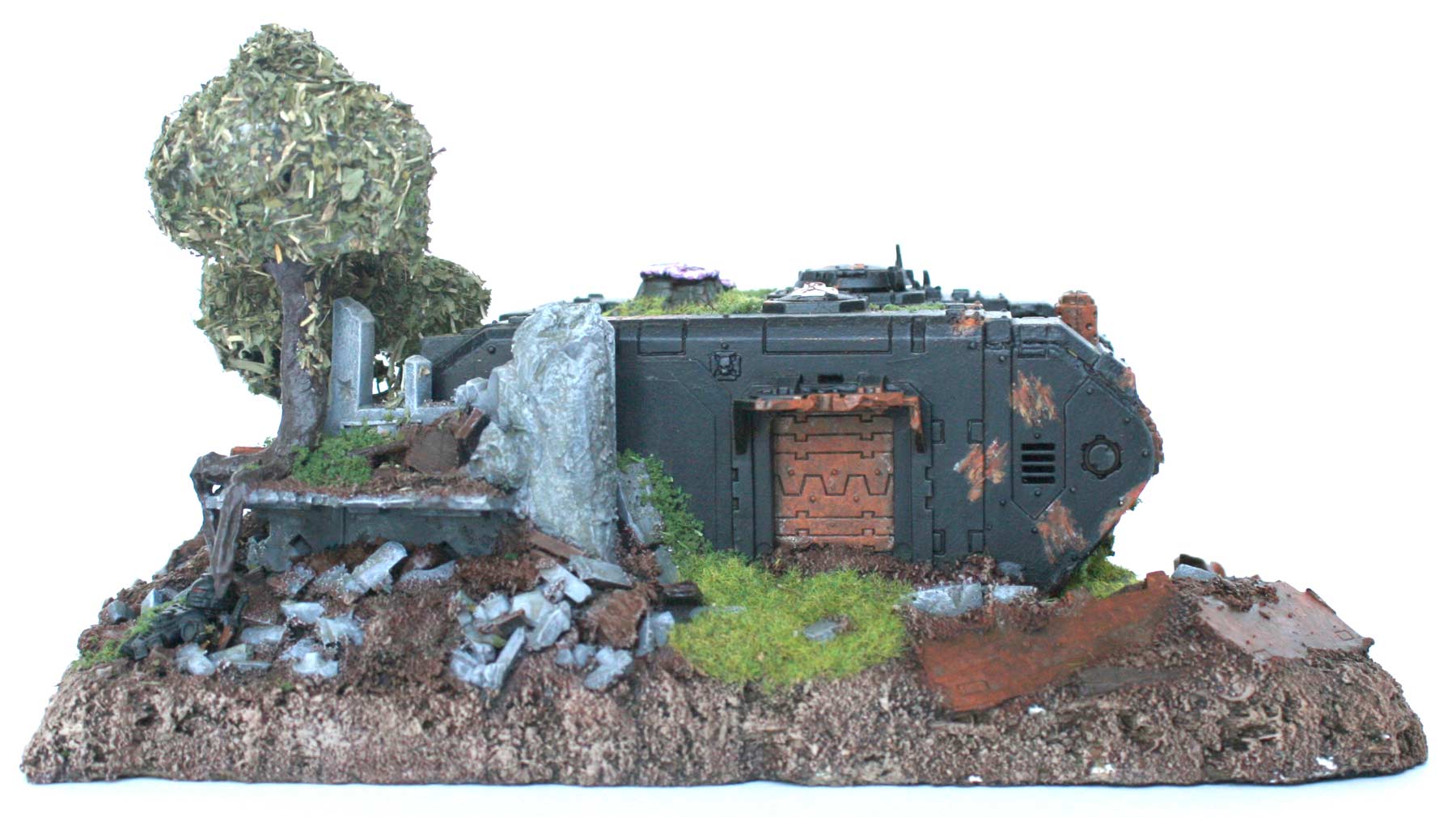 Diorama Black Templar (épave de Land Raider) Warhammer 40K