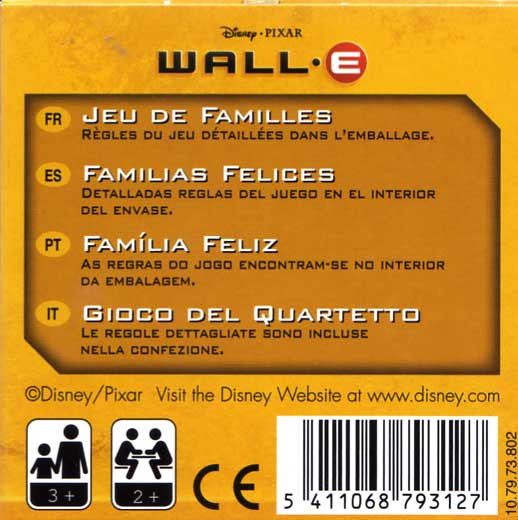 Jeu de familles Wall-E (Cartamundi 2008) boite dos
