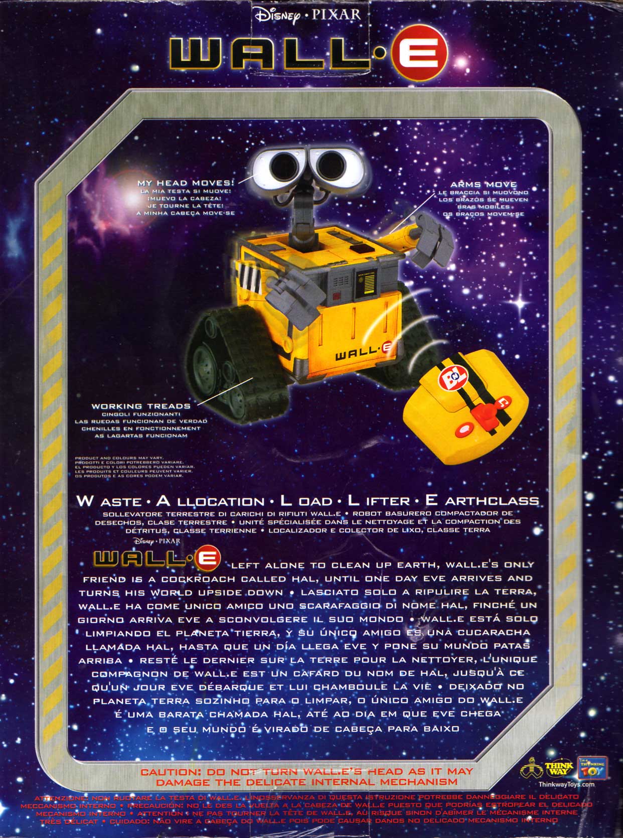Thinkway Toys : Wall-E télécommandé (2008) Packaging dos échelle 1