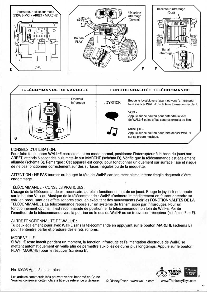 Thinkway Toys : Wall-E télécommandé (2008) notice page 2