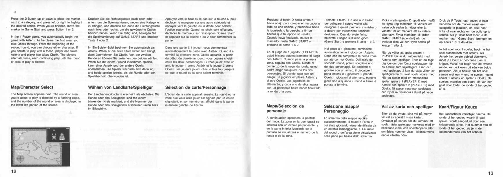 Astérix Jeux Master System Notice page 12-13