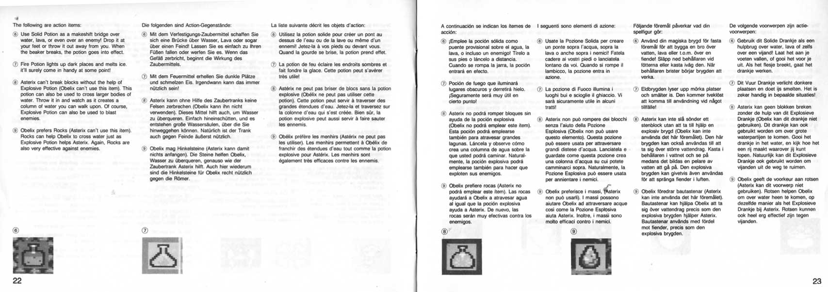 Astérix Jeux Master System Notice page 22-23