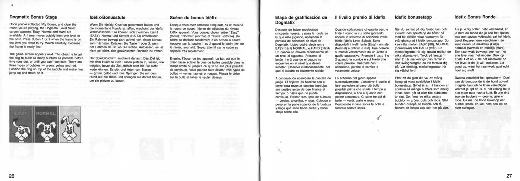 Astérix Jeux Master System Notice page 26-27
