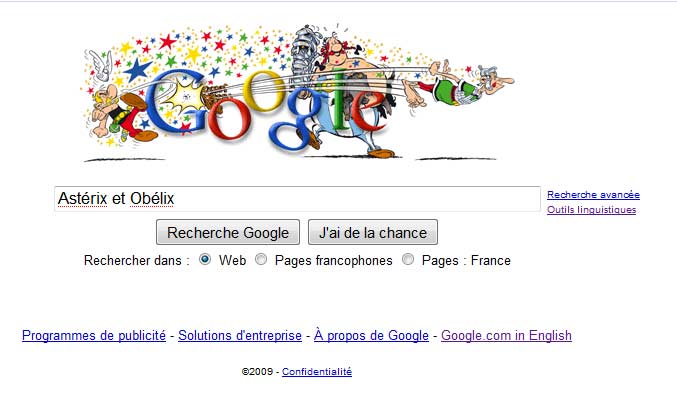Le Logo Google fête les 50 ans d'Astérix (Doodle)