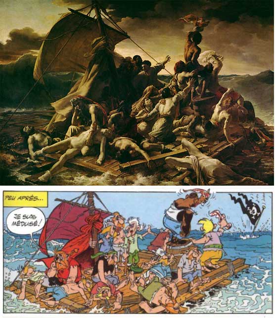 Le le Radeau de la Méduse de Théodore Géricault et sa version détournée dans Astérix