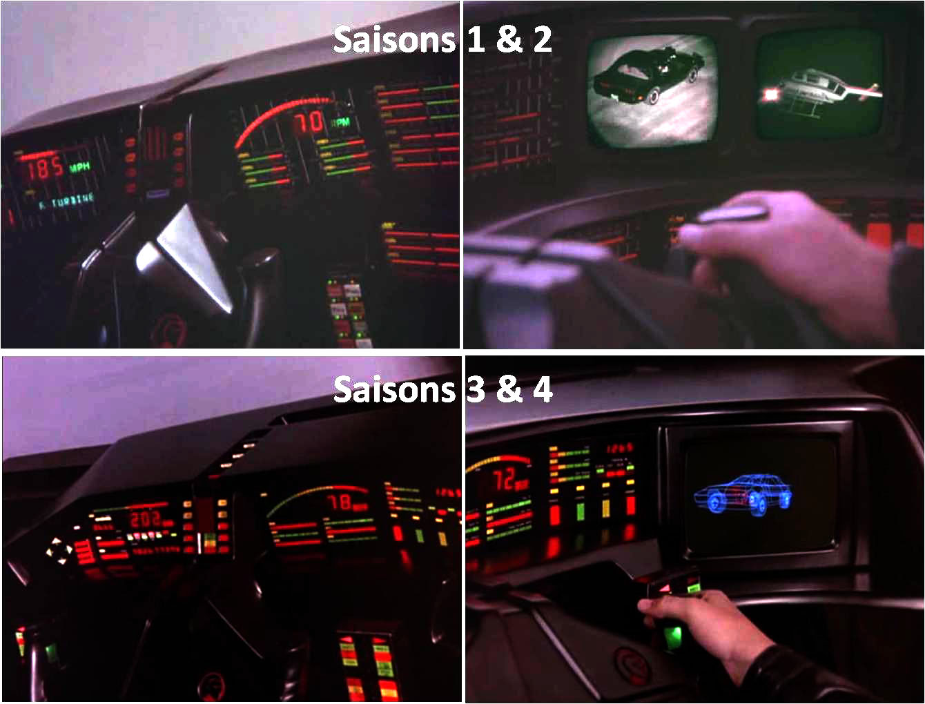 Comparaison des différents tableaux de bord de K.I.T.T. (K2000 - Knight Rider)