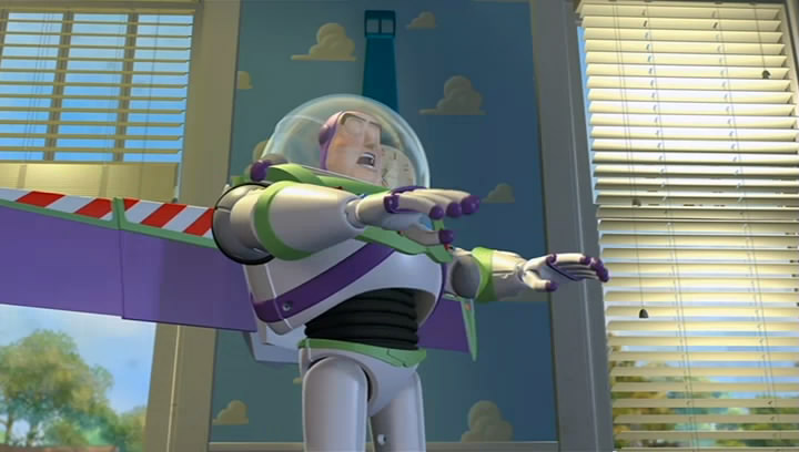 Buzz veut prouver à Woody qu'il sait voler