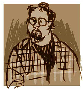 Joe Ranft dessiné par Ronnie del Carmen (collègue de Pixar)