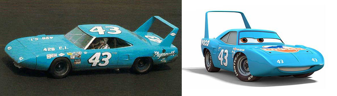 la Plymouth Superbird et sa version tiré du film Cars